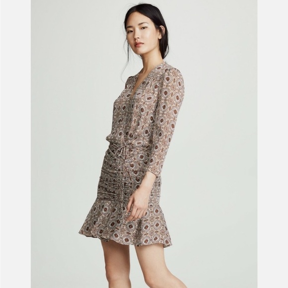 Veronica Beard Alamo Medallion Print Sill Ruffle Mini Dress NWT - Picture 10 of 11